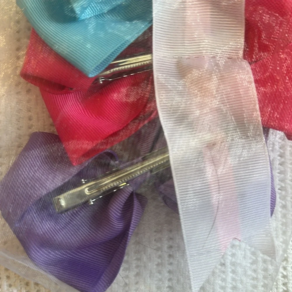 Girls hair bows pack of 5 alligator‎ clip on holder